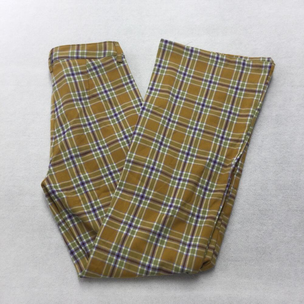 Urban Outfitters Dress Pants Womens 0 Multicolor Plaid Flare Leg Twill Casual